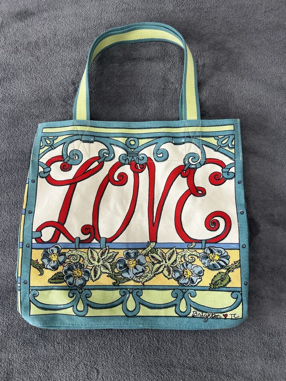 Brighton A Winter’s Love Multicolor Canvas Tote Bag Carryall Reusable Bag NWOT